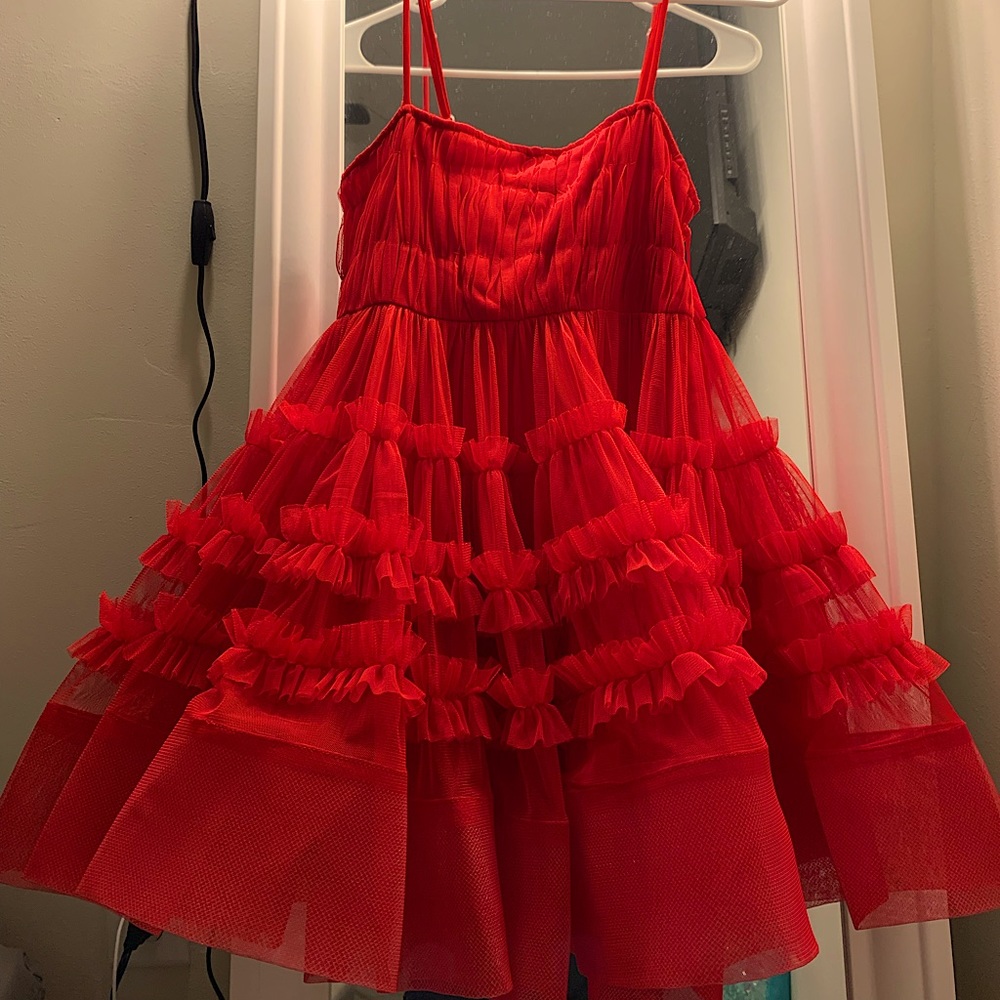 Lace Mini Dress in Red